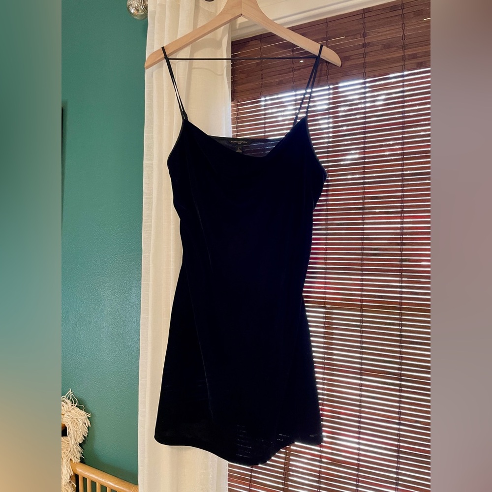 Banana Republic Cowl-Neck Slip Dress | Size Large Petite | Black Velvet